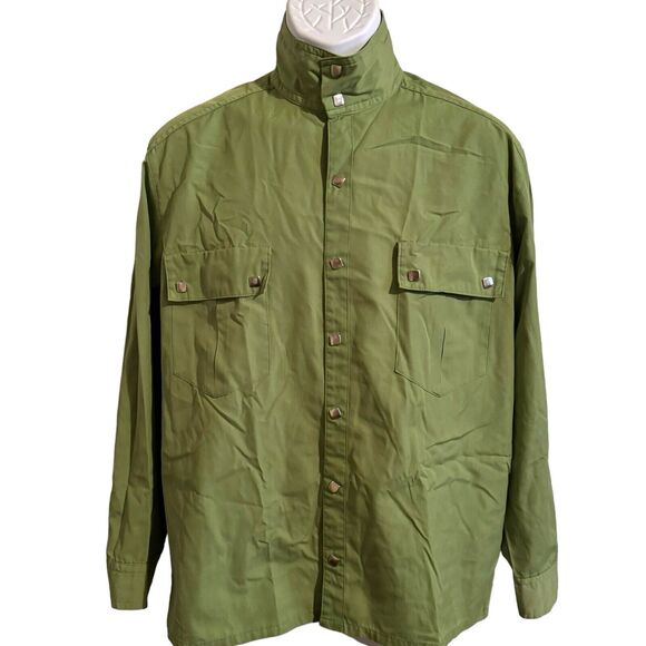 VTG 70s Obermeyer‎ USA Square Snap Front Western Shirt Green Men’s Size Small - Picture 1 of 8
